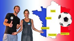 KiRaKa-EM-Tour 2016 Banner Frankreich-Karte, Niko und Konstanze, Fußball