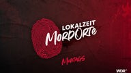 Logo des YouTube-Kanals "MordOrte" der Lokalzeit: Ein roter Hintergrund mit weißer Schrift, dahinter ein Fingerabrduck in roter Farbe.