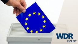 Symbolbild Europawahl mit Wahlumschlag in Farben der Europaflagge