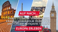 Collage aus Wahrzeichen in europäischen Städten
