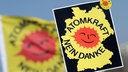 "Atomkraft - nein danke" - Plakate mit dem Logo der Atomkraftgegner