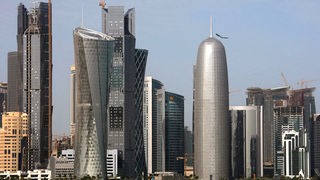 Die Skyline von Doha, Haupstadt Katars - aufgenommen im Februar 2010