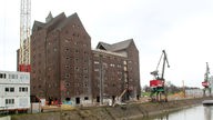 Die Baustelle für das neue Landesarchiv Nordrhein-Westfalen am Duisburger Innenhafen