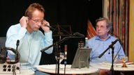 WDR 2 Moderator Helmut Rehmsen mit MonTalk Gast Hellmuth Karasek in Hückeswagen