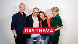 Das Moderationsteam für das WDR 2 Weihnachtswunder: Thomas Bug, Jan Malte Andresen, Steffi Neu und Sabine Heinrich