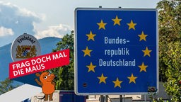Grenzübergang an der Autobahn mit einem Schild: Bundesrepublik Deutschland