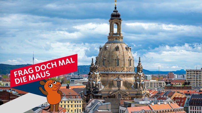 Blick über Dresdner Dachlandschaft mit der Frauenkirche