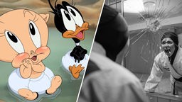 Szenen aus den Filmen "Daffy Duck und Schweinchen Dick retten den Planeten" und "Tatami"