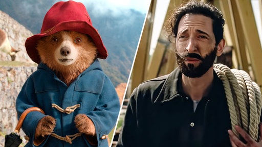 Szenen aus den Filmen "Paddington in Peru" und "The Brutalist"