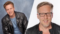 WDR 2 Moderator Jan Malte Andresen heute (rechts): Ist das 90er-Jahre-Bild daneben echt oder KI-generiert?