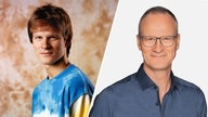 WDR 2 Moderator Thomas Bug heute (rechts): Ist das 90er-Jahre-Bild daneben echt oder KI-generiert?