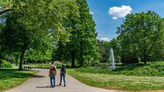 Spaziergänger im Kaiser-Wilhelm-Park in Essen-Altenessen