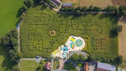 Senkrechtluftbild Spielplatz "Maislabyrinth Terhardt" in Haltern am See