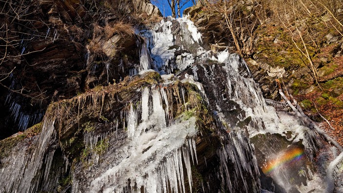 Wasserfall Plästerlegge mit Eiszapfen