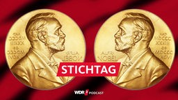Vorderseite der Nobelpreis-Medaille mit einem Abbild von Alfred Nobel