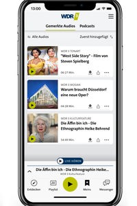 Ansichtder WDR 3 App, Symbolbild für das offline hören von Audios.