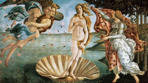Das Boticelli-Gemälde "Die Geburt der Venus", circa 1458