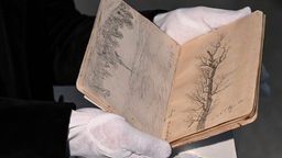 Die Skizze eines Baums aus Caspar David Friedrichs "Karlsruher Skizzenbuch" von 1804