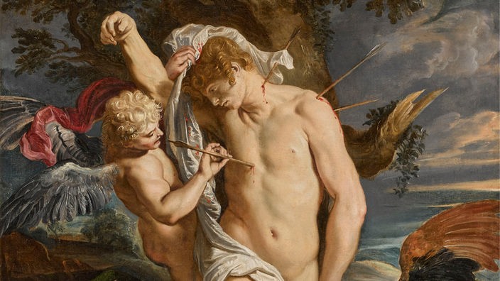 Das vom Auktionshaus Sotheby's zur Verfügung gestellte Bild zeigt ein Gemälde des flämischen Malers Rubens. Es zeigt den christlichen Märtyrer St. Sebastian mit Engeln.