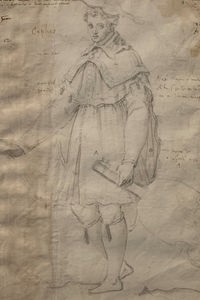 Bernardo Buontalenti: Kostümentwurf für Orpheus, 1589, Radierung, Biblioteca Nazionale centrale, Florenz