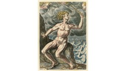 Ein Gemälde zeigt Aiolos, den Gott des Windes.