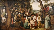 Gemälde, "Die Predigt Johannes des Täufers", 1601, nach Pieter Brueghel dem Älteren von Pieter Brueghel dem Jüngeren (1564 - 1638) 