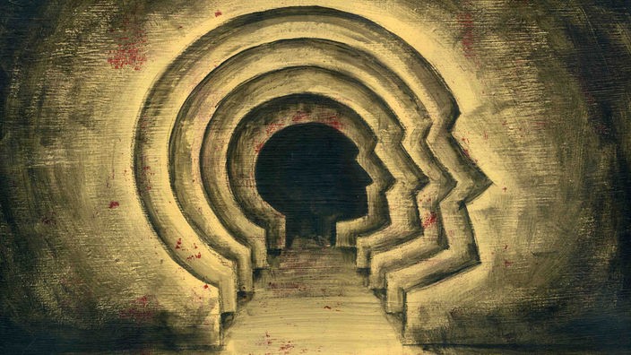 Illustration: Unterbewusstsein - mehrere kopfförmige Durchgänge hintereinander, kleiner werdend