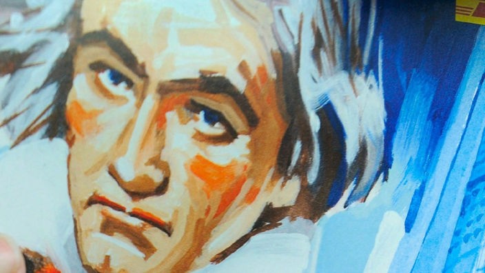 Paket mit einem von Wolfgang Loesche entworfenen Porträt von Ludwig van Beethoven