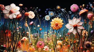 Ein schöner Fantasiegarten aus neuronalen Blumen, generiert mit KI