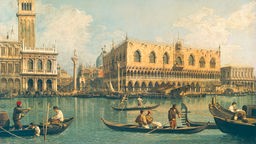 Das Gemälde "Der Molo vom Bacino di San Marco an Christi Himmelfahrt" von Giovanni Antonio 1730-1735.