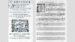 Claudio Montaverdi: L'Arianna. Frontispitz des Librettos und Lamento  der Arianna