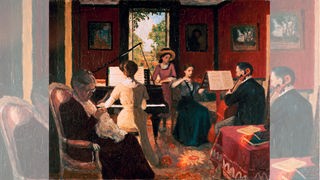 "Sommerliche Kammermusik". Gemälde von Eugene Antoine Durenne (1860-1944).