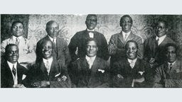 Das Beitragsbild des WDR3 Kulturfeature "Black Power in den Goldenen Zwanzigern" zeigt ein Gruppenporträt mit Louis Brody und Joseph Bilé.