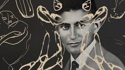 Das Beitragsbild des WDR3 Kulturfeature "Kafka-Kult" zeigt eine Collage aus einem Porträt und einer Zeichnung von Franz Kafka. 
