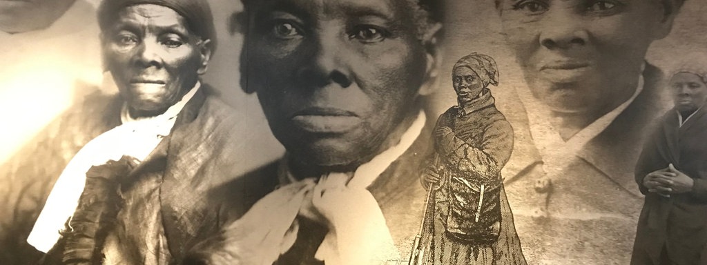 Das Beiragsbild des WDR 3 Kulturfeature - Die Sklavenbefreierin Harriet Tubman zeigt eine Collage aus mehreren Porträts von Harriet Tubman