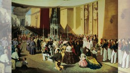 Fronleichnamsprozession in Sevilla Gemälde, 1857, von Manuel Cabral y