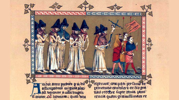 Flagellanten in Doornik auf der Suche nach Befreiung von der Pest (1349) 