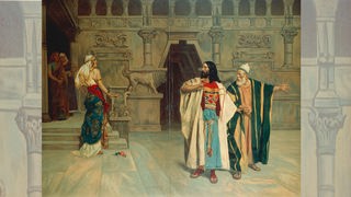 Illustration zum 1.Akt, 6.Szene aus der Oper "Samson und Dalila" von Camille Saint-Saens, Farblithographie