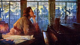 Frederic Chopin am Klavier, Gemälde, Bunt