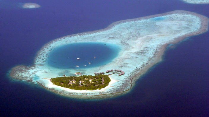 Koralleninsel, Malediven, Luftaufnahme, Indischer Ozean
