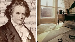 Collage: Porträt Beethoven und Heiligenstaetter Testament