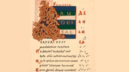 Erste Seite der Ostersequenz 'Laudes Salvatori' des Notker Balbulus aus der Sequenzsammlung 'Liber hymnorum' (860-887) mit Neumen