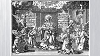 Das Titelblatt zum Magnificat von Cornelius Verdonck 1564-1625 - Historische Zeichnung aus dem 19. Jahrhundert)