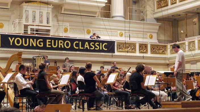 Das Rias Jugendorchester 2010 bei einer Probe für einen Auftritt beim Festival Young Euro Classic im Konzerthaus in Berlin.