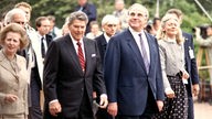 Margaret Thatcher, Ronald Reagan und Helmut Kohl 1985
