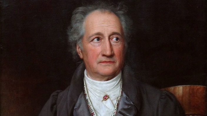 Johann Wolfgang von Goethe im Portrait mit Papier in der Hand