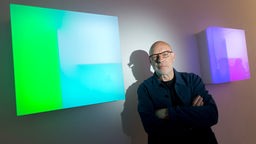 Der Musiker Brian Eno bei der "Light Music Art Exhibition" in London (April 2018)