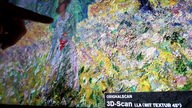 Auf einem Monitor in der Kunstsammlung Nordrhein-Westfalen ist der 3D-Scan eines Bildes von Claude Monet zu sehen, Ausschnitt