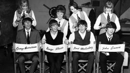 The Beatles am Set von "A Hard Day's Night" 1964