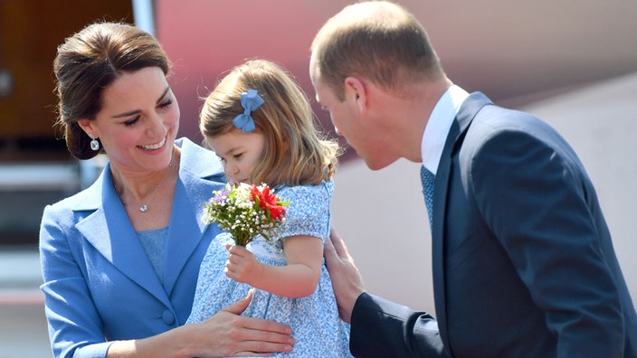 Herzogin Kate, Prinz William und Prinzessin Charlotte am 19. Juli 2017 in Berlin